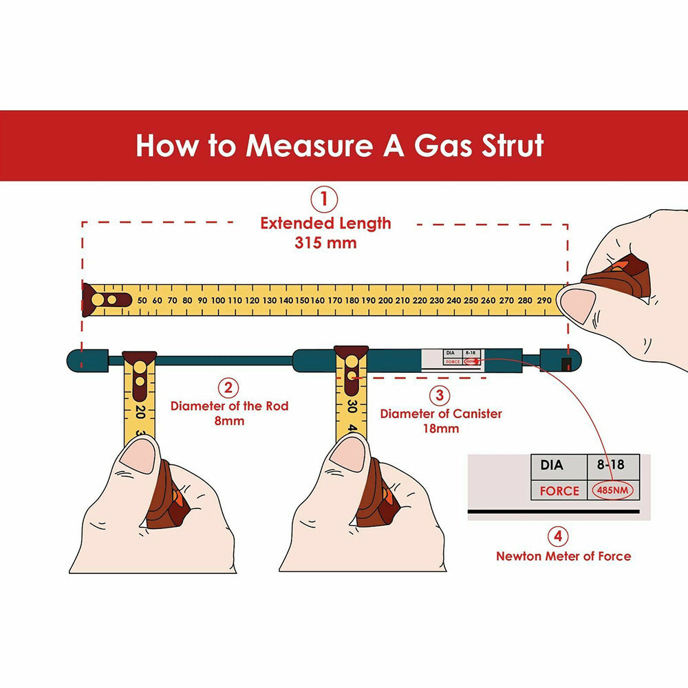 Gas Strut 500mm-350N x2 8mm Shaft Caravans, Trailers, Canopy, Toolboxes struts