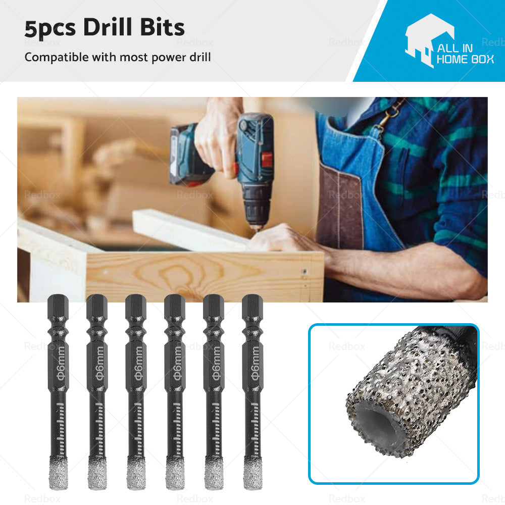 5x Dry Diamond Drill Bit 6mm For Porcelain Granite Tile Glass Ceramics Marble
