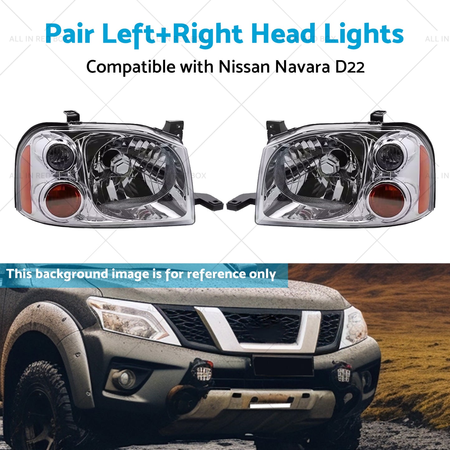 {{ LeftRight Pair Light Front Lamp Head Lights Suitablefor Nissan Navara D22 01-15 }} - Buy Car Parts Online at {{ Kaka Auto Parts }}.