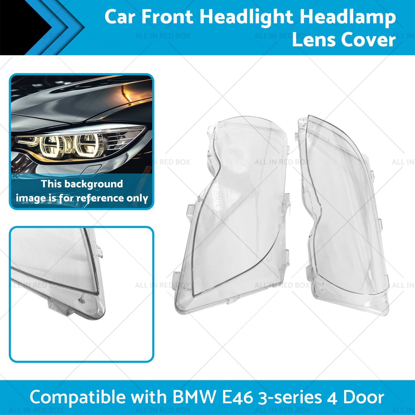 {{ Car Front Headlight Headlamp Lens Cover Suitable for BMW 3-Series E46 4 Door }} - Buy Car Parts Online at {{ Kaka Auto Parts }}.