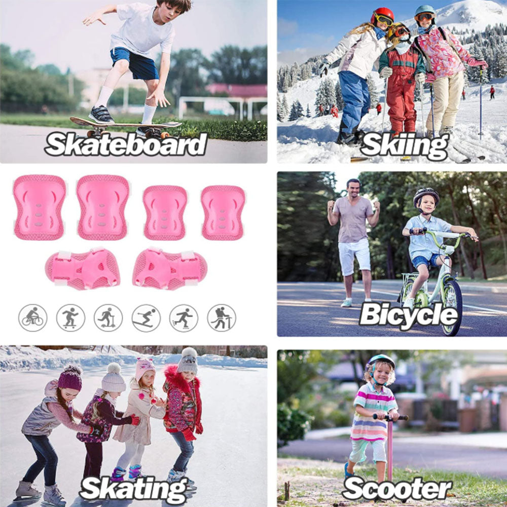 Kids Cycling Roller Ski Skate Skating KNEE ELBOW WRIST Safety Gear Pads