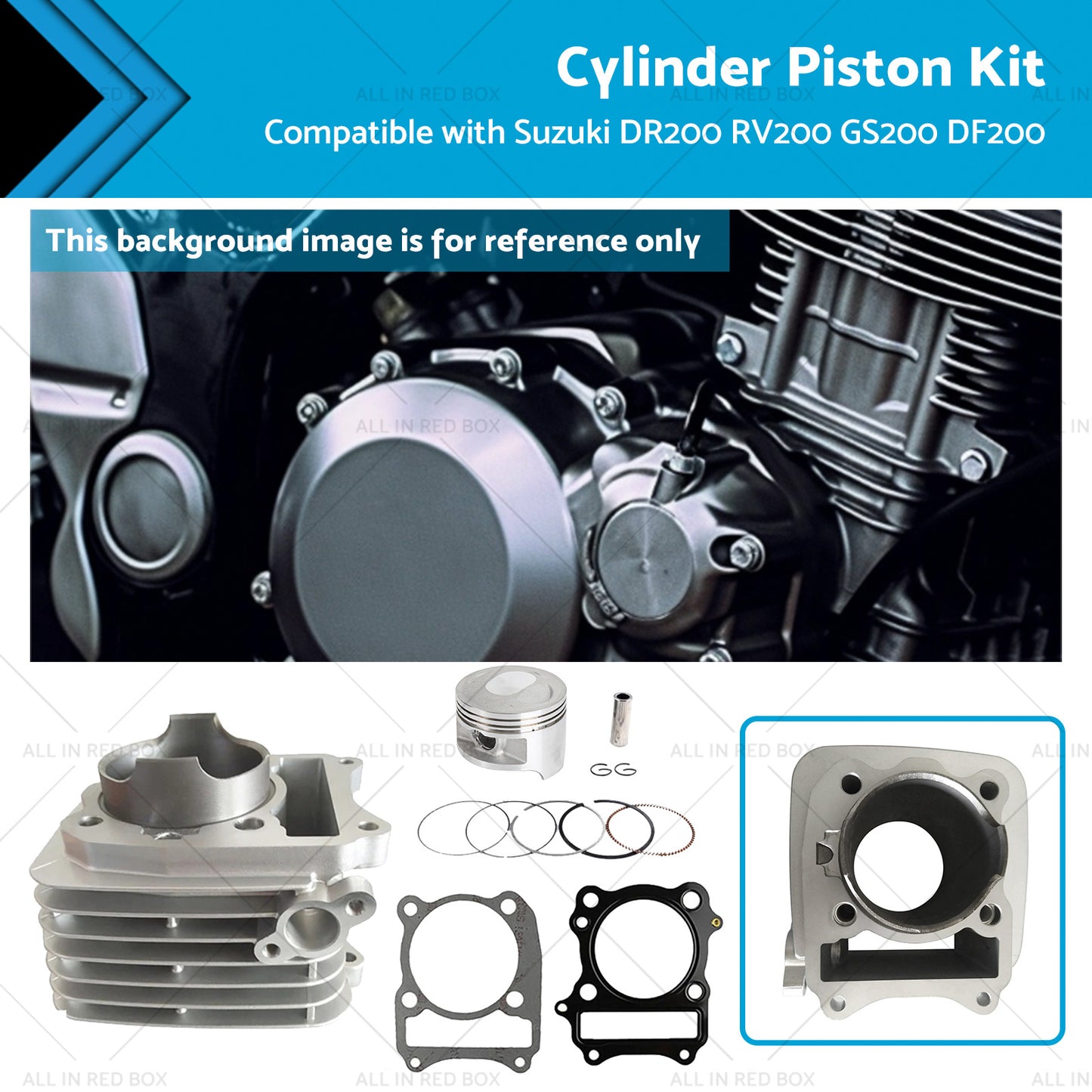 {{ Cylinder Piston 66mm Suitable Suzuki DR200 RV200 GS200 DF200 SP200 Top End Kit }} - Buy Car Parts Online at {{ Kaka Auto Parts }}.