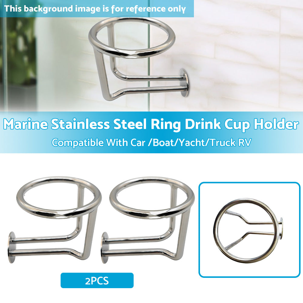 2X Marine Stainless Steel Ring Drink Cup Holder for Car Boat Yacht Truck RV