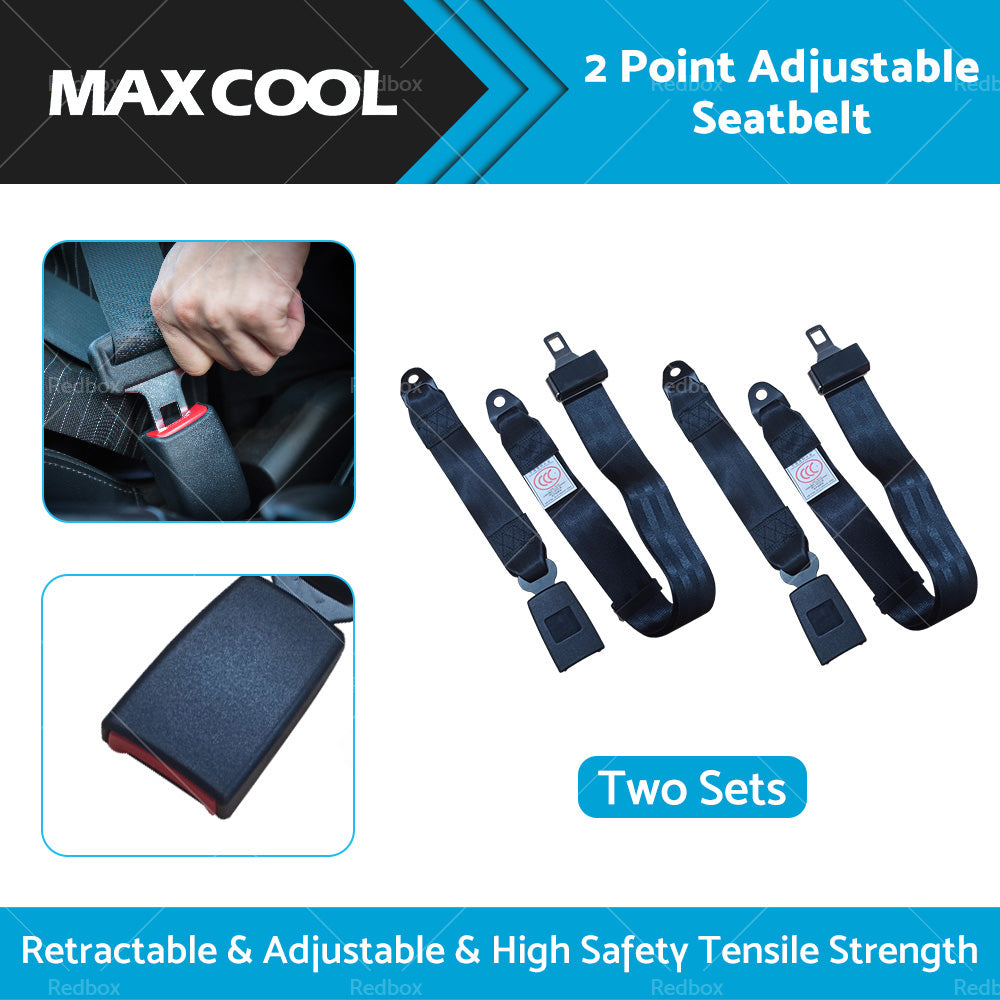 2 Set Car Truck 2 Point Retractable Adjustable Seat Lap Sash Belt Strap Seatbelt