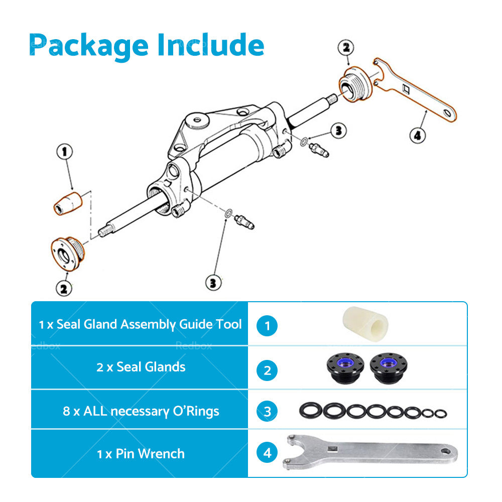 Fit for Seastar Front Mount Hydraulic Steering Cylinder Seal Kit with Pin Wrench