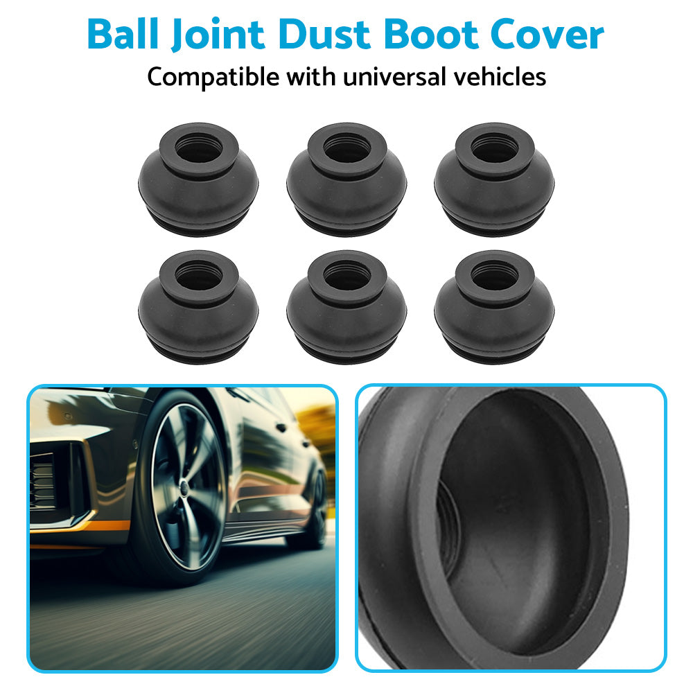 {{ 6PCS Universal Black Rubber Ball Joint Dust Boot Cover Tie Rod End Set Kit Part }} - Buy Car Parts Online at {{ Kaka Auto Parts }}.