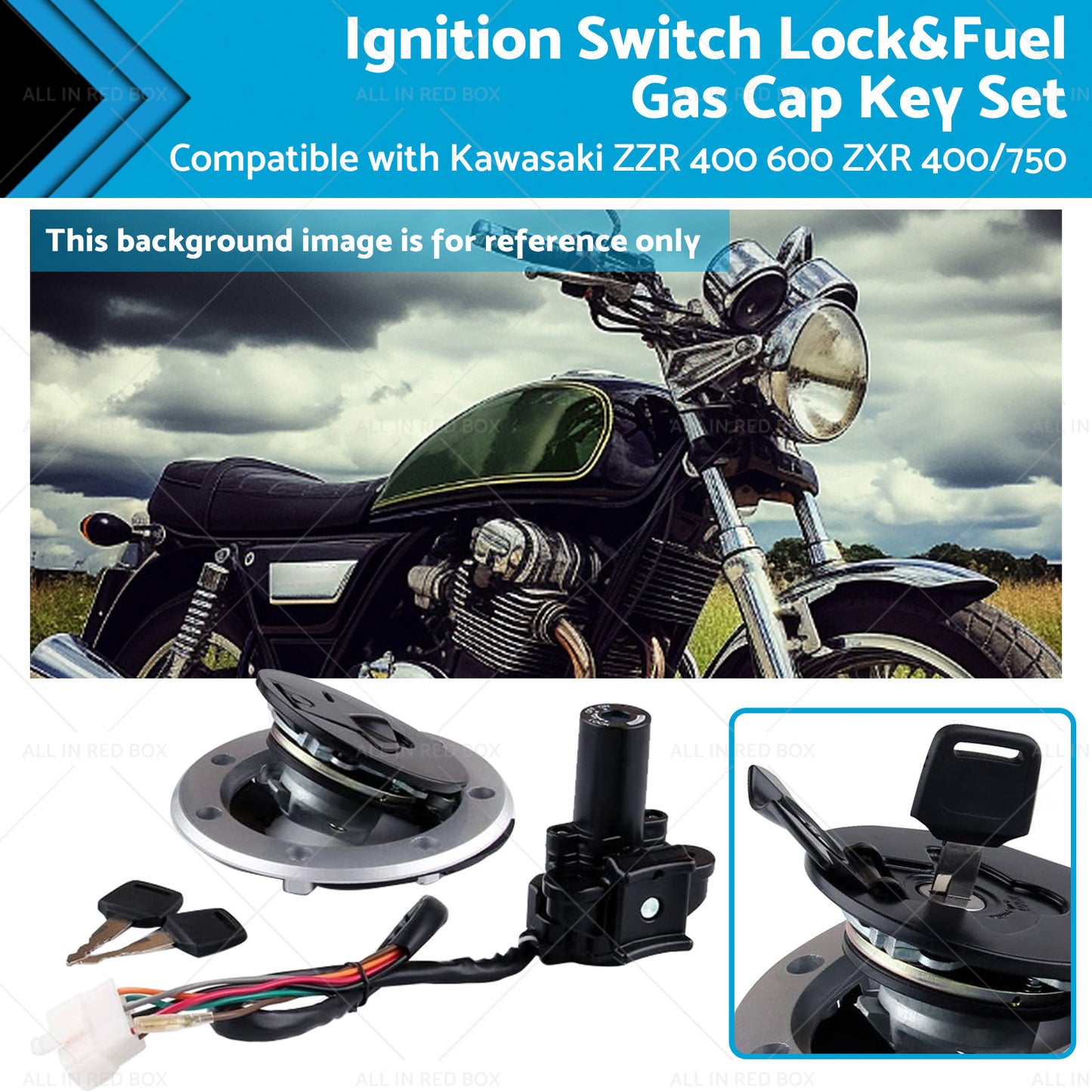 {{ For Kawasaki ZZR 400 600 ZXR 400 750 Ignition Switch Lock and Fuel Gas Cap Key Set }} - Buy Car Parts Online at {{ Kaka Auto Parts }}.