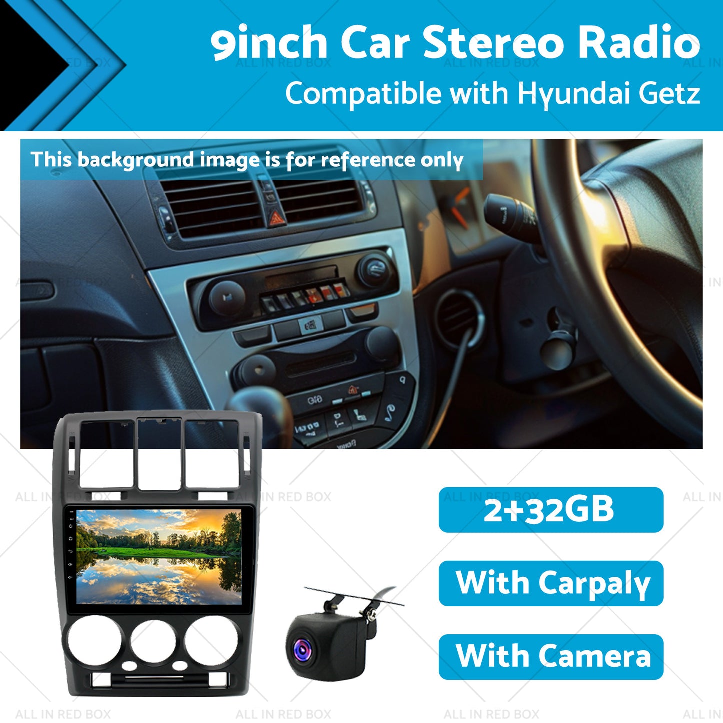 {{ 32GB 9in Car Radio Stereo Apple Android 13 w or Cam For Suitable for Hyundai Getz }} - Buy Car Parts Online at {{ Kaka Auto Parts }}.