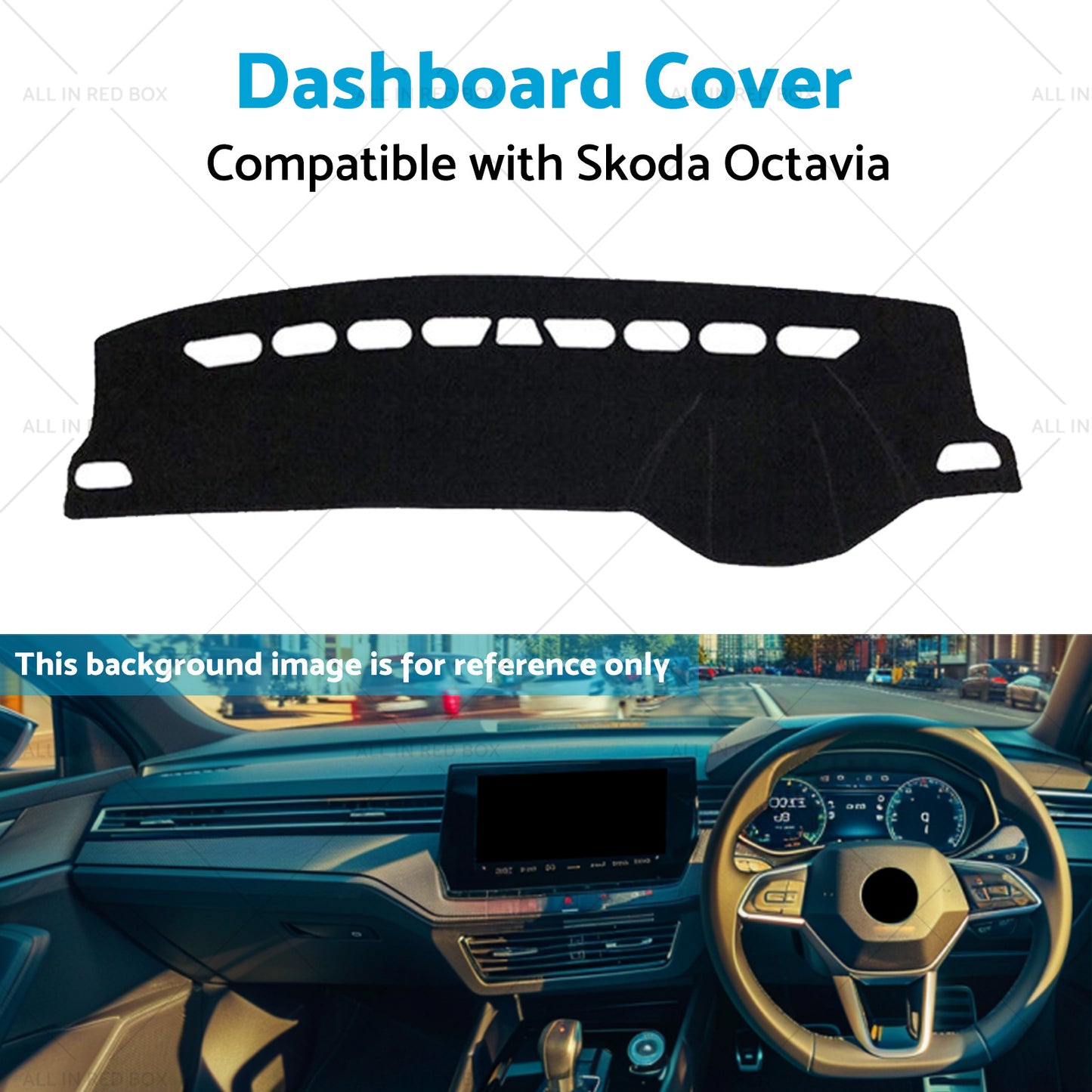{{ Black Non-Slip Dash Mat Suitable For Skoda Octavia Mk3 2013-2020 Dashboard Cover }} - Buy Car Parts Online at {{ Kaka Auto Parts }}.