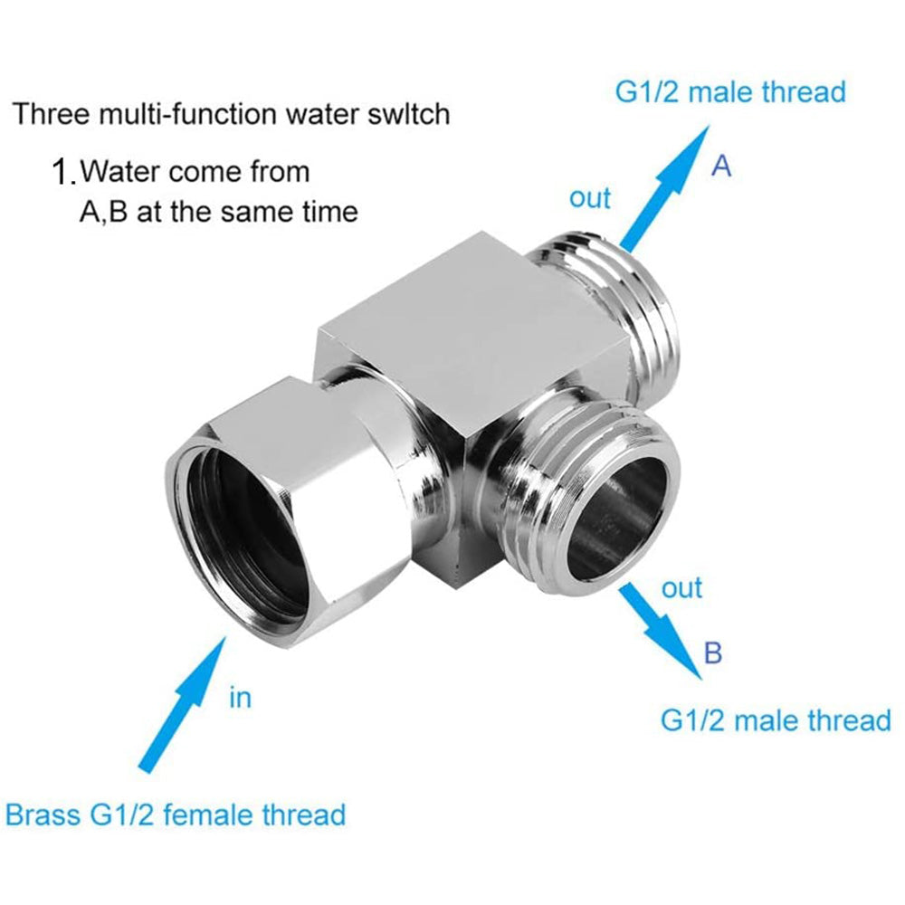 T Connector Toilet Bidet G1/2 3 Way Brass Chrome Diverter T Adapter AU