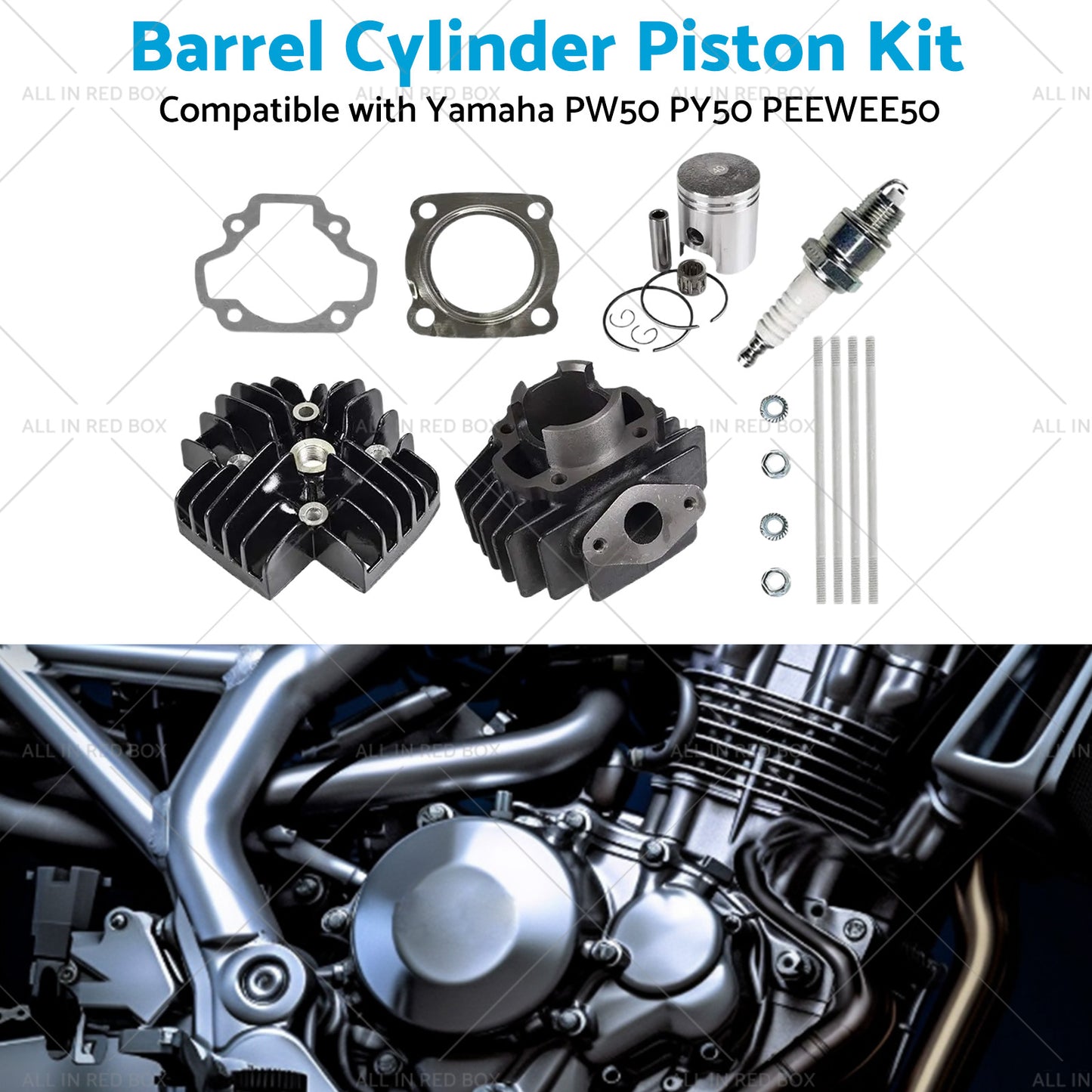 {{ Rebuild Head Bore Barrel Cylinder Piston Kit Suitable for Yamaha PW50 PEEWEE50 }} - Buy Car Parts Online at {{ Kaka Auto Parts }}.