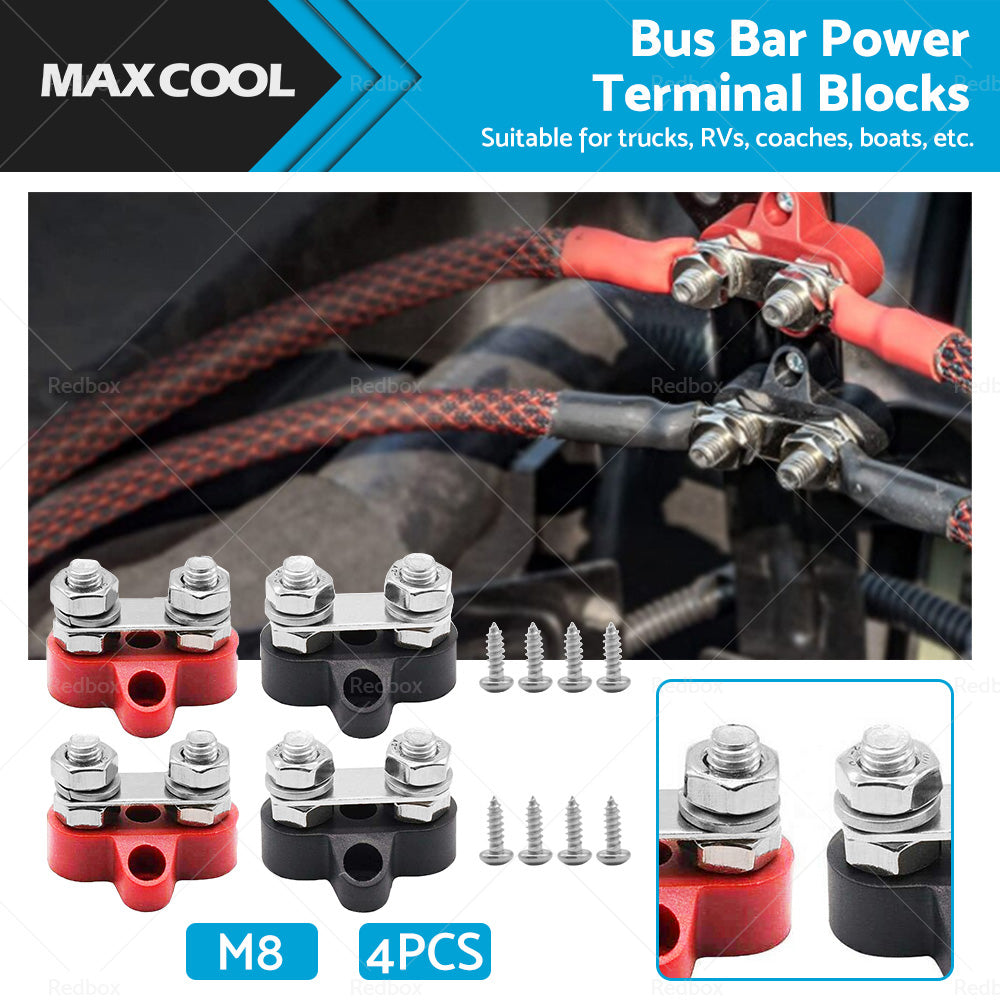 {{ 2x 5 or 16 inch M8+M8 Bus Bar Terminal Blocks Negative Positive Distribution Stud }} - Buy Car Parts Online at {{ Kaka Auto Parts }}.