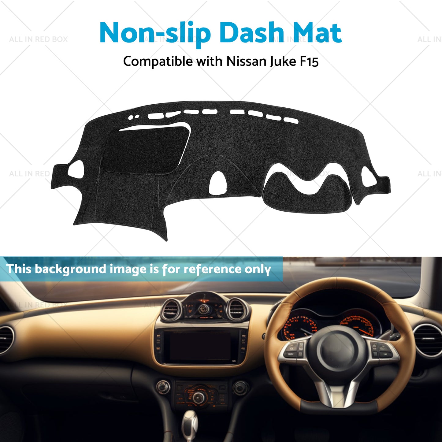 {{ Black Non-Slip Dash Mat Suitable For Nissan JUKE F15 2011-2019 Dashboard Cover }} - Buy Car Parts Online at {{ Kaka Auto Parts }}.