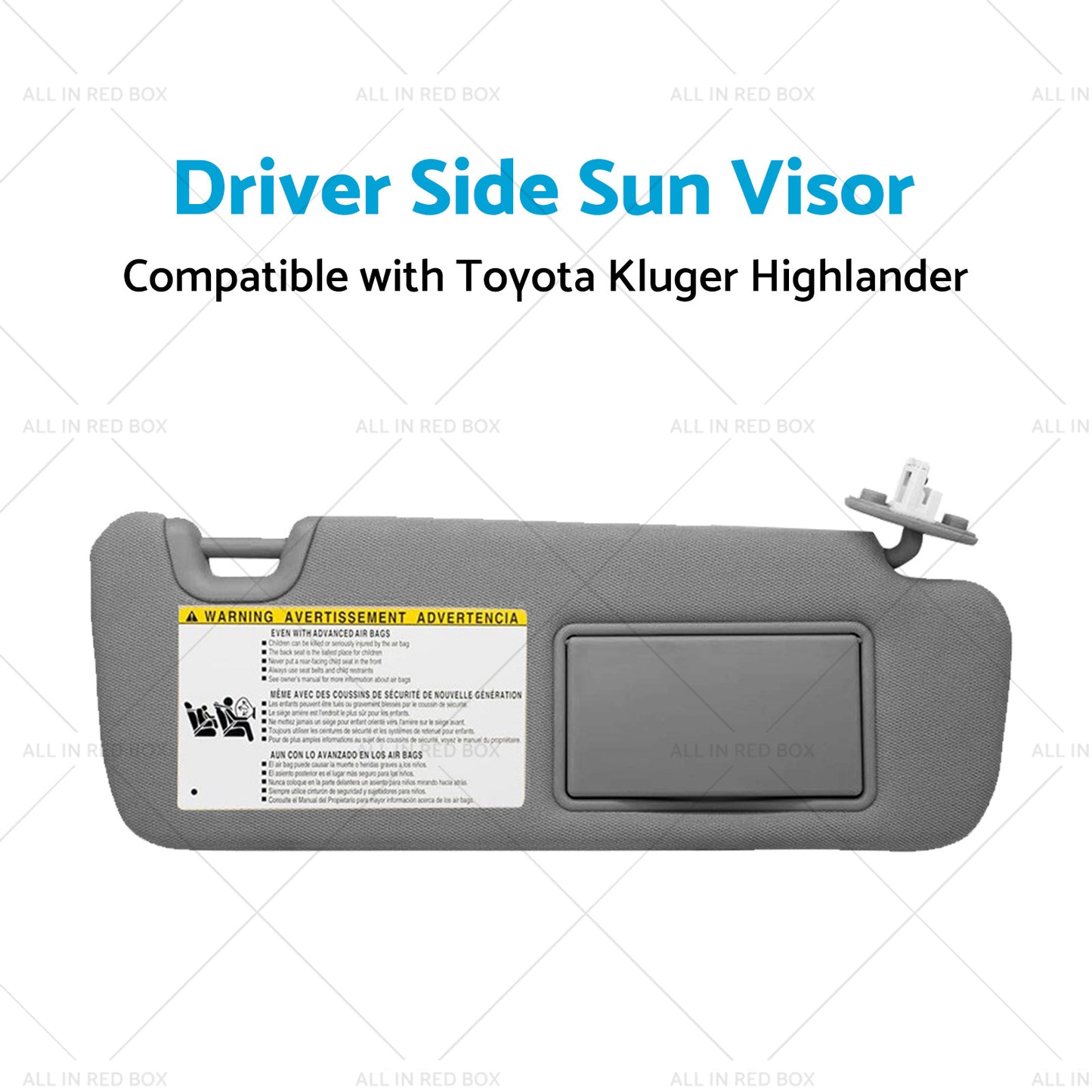 {{ Right Driver Side Sun Visor W Vanity Light SuitableFor Toyota Kluger 14-19 Gray }} - Buy Car Parts Online at {{ Kaka Auto Parts }}.
