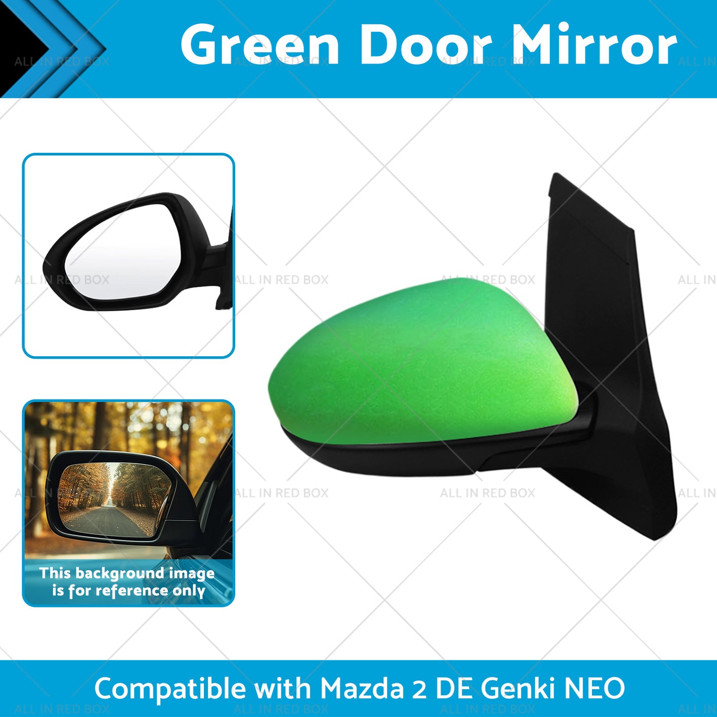 {{ Left Side Green Rearview Mirror Suitable for 2007-2014 Mazda 2 DE Genki NEO MAXX }} - Buy Car Parts Online at {{ Kaka Auto Parts }}.