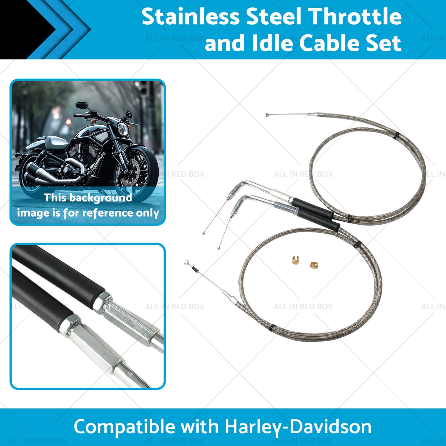 {{ Stainless Steel 56-1 2 Throttle and Idle Cable Set Suitable for Harley-Davidson }} - Buy Car Parts Online at {{ Kaka Auto Parts }}.