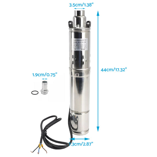 3in 48V 750W Solar Screw Bore Pump MPPT Submersible Deep Well Pump 140M