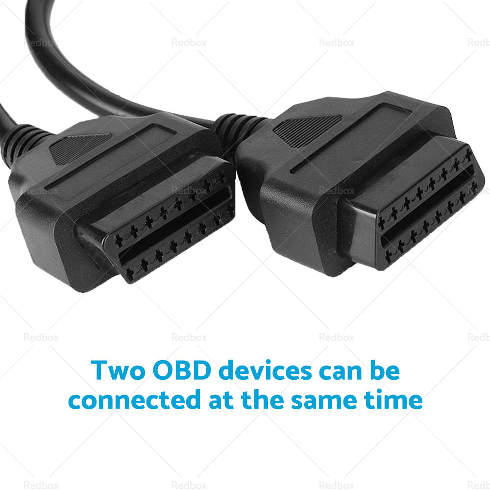 OBD2 16 Pin Splitter Extension Cable Male to Dual Female 12inch or 30cm Y Lead
