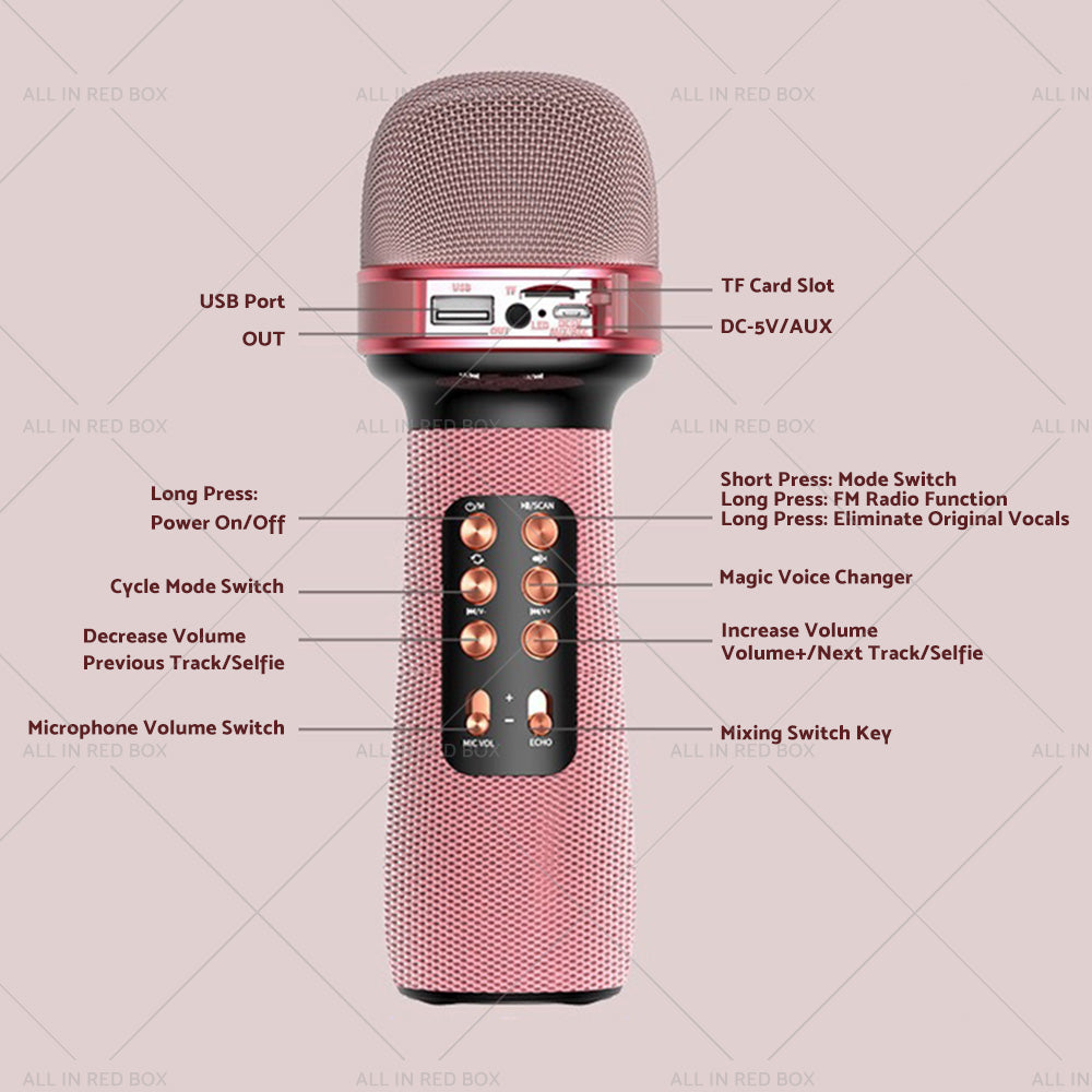 {{ Wireless Blue-tooth Portable Karaoke Microphone Speaker Mic USB Speaker Portable }} - Buy Car Parts Online at {{ Kaka Auto Parts }}.