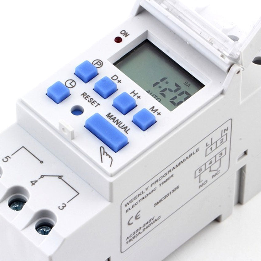 AU Local Digital LCD Power Programmable DIN Rail Timer Time Switch Relay AC 220V