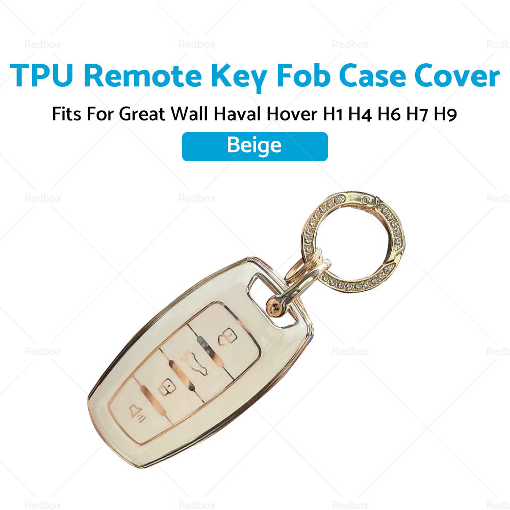 Beige TPU Remote Key Fob Case Cover Fit For Great Wall Haval Hover H1 H4 H6 H7 9