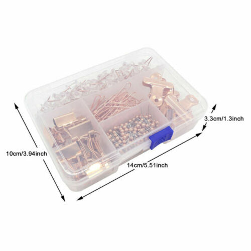 500X Binder Clips Paper Clips Push Pins Sets W or Box for Office,School Stationery
