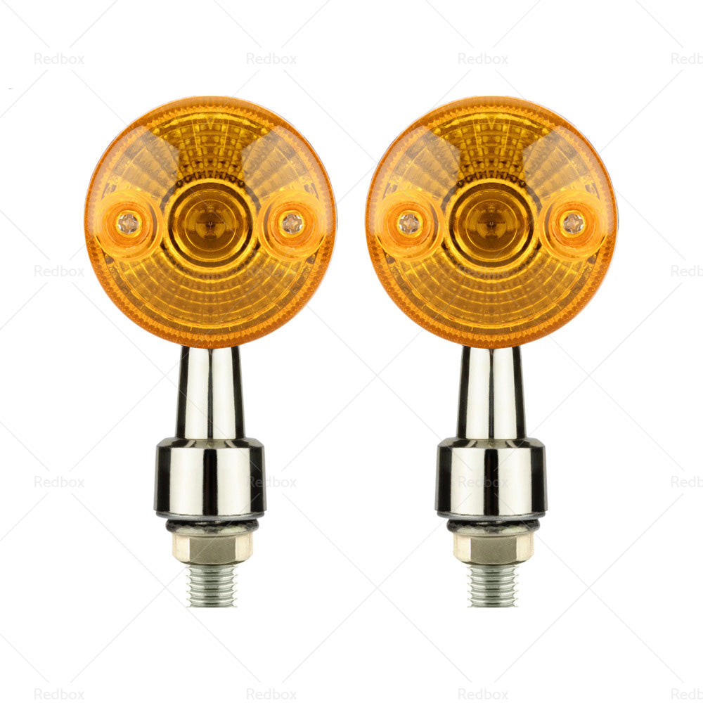 4x Chrome Motorcycle Turn Signal Lights Amber Indicators Blinker Universal Bulb