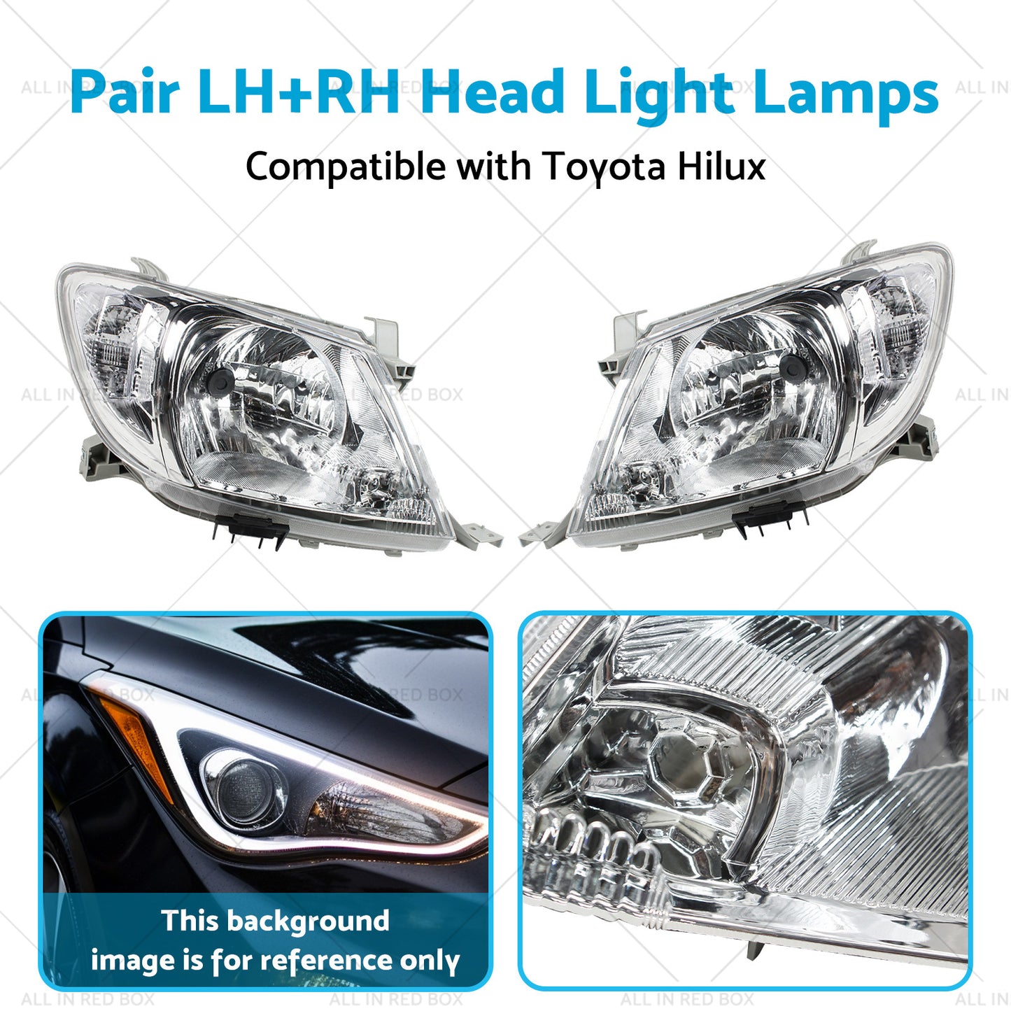 {{ Pair LHRH Head Light Lamps Suitable for Toyota Hilux Ute 2008-2012 2WD 4WD }} - Buy Car Parts Online at {{ Kaka Auto Parts }}.