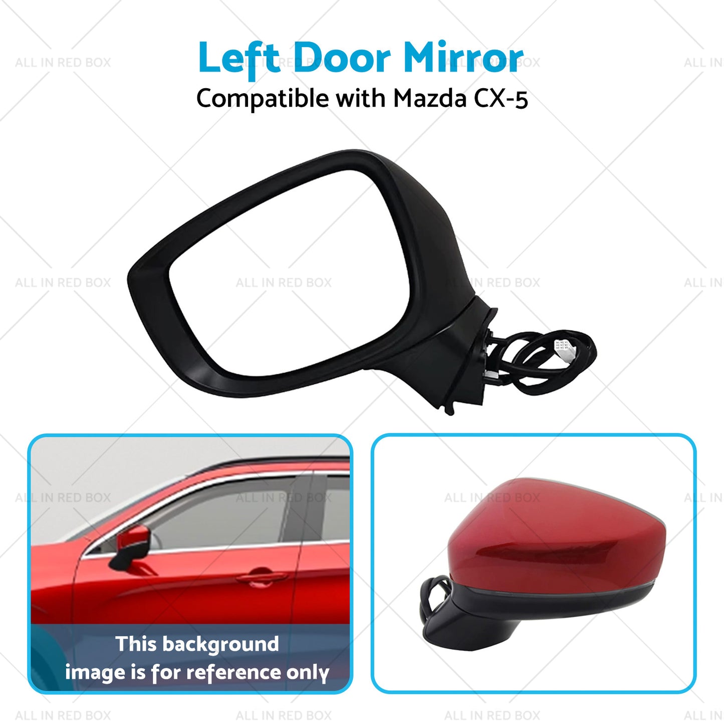 {{ Left Door Mirror Suitable for Mazda CX-5 2017 Onward With BlindSpot Blinker Red }} - Buy Car Parts Online at {{ Kaka Auto Parts }}.