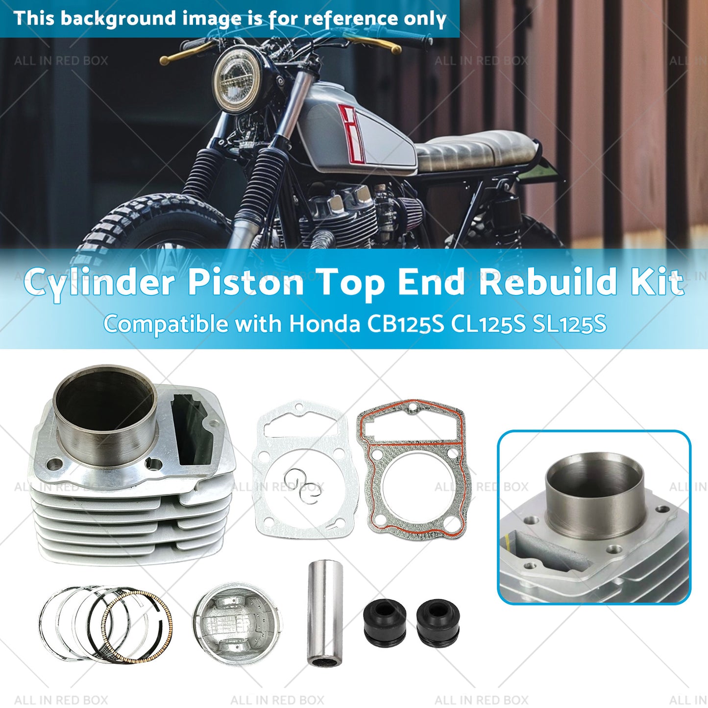 {{ CL125S SL125S Cylinder Piston Top End Rebuild Kit Suitablefor Honda CB125S 71-85 }} - Buy Car Parts Online at {{ Kaka Auto Parts }}.