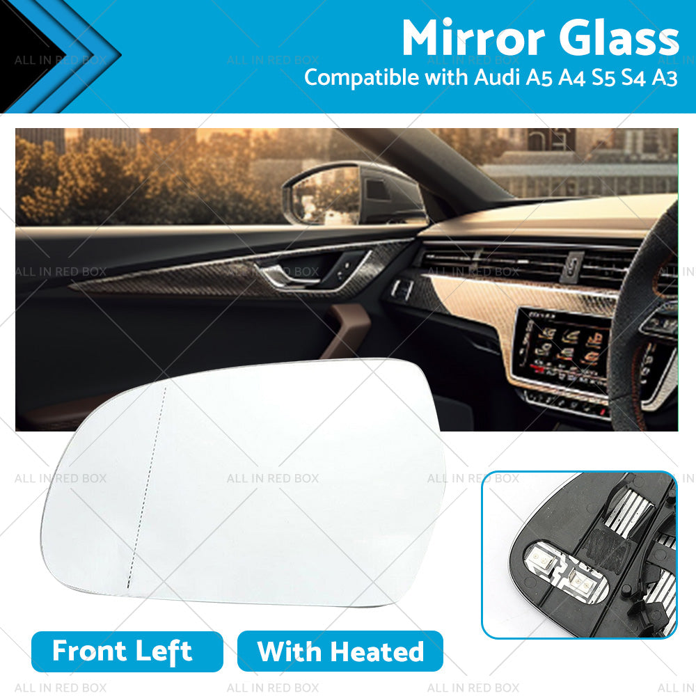 {{ Left Side Mirror Glass with Heated Back Base Suitable for Audi A3 A4 S4 A5 S5 }} - Buy Car Parts Online at {{ Kaka Auto Parts }}.