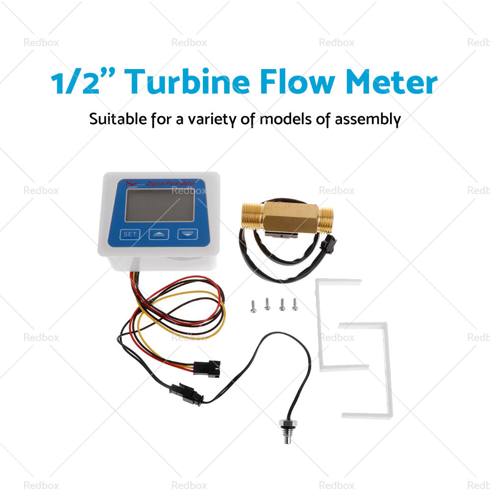 Digital LED Turbine Gauge Kerosene Fuel Water Flow Meter Sensor Meter 1 or 2''