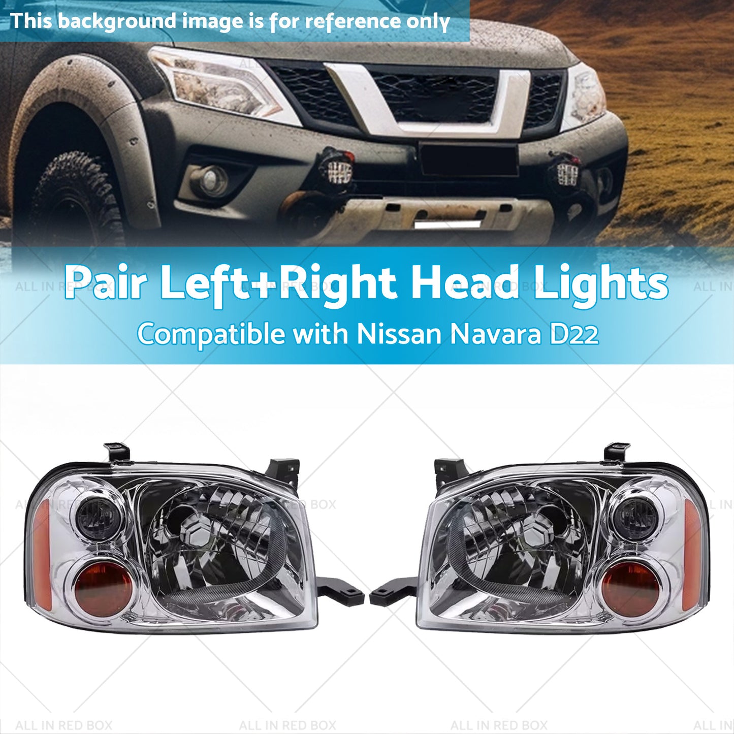 {{ LeftRight Pair Light Front Lamp Head Lights Suitablefor Nissan Navara D22 01-15 }} - Buy Car Parts Online at {{ Kaka Auto Parts }}.