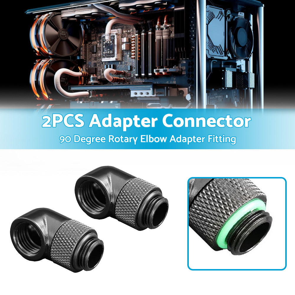 {{ 2PCS Black Green Water Cooling G1 4 Thread 90隆茫 Rotary Elbow Adapter Fitting }} - Buy Car Parts Online at {{ Kaka Auto Parts }}.