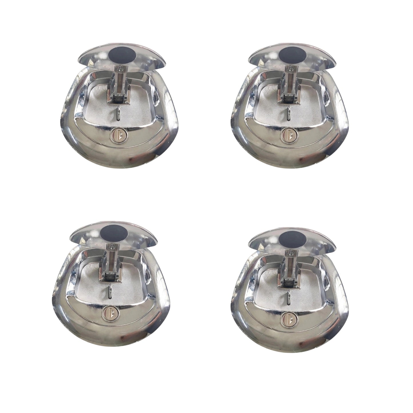 4 Set Chrome Power Operated Recessed Folding Whale Tail T-Lock Handle Toolbox