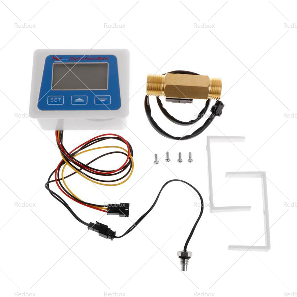 Digital LED Turbine Gauge Kerosene Fuel Water Flow Meter Sensor Meter 1 or 2''