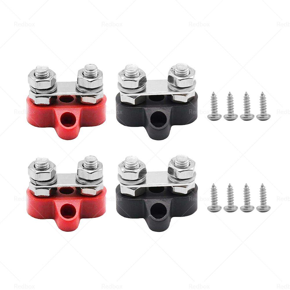 2x 5/16-Inch M8+M8 Bus Bar Terminal Blocks Positive & Negative Distribution Stud
