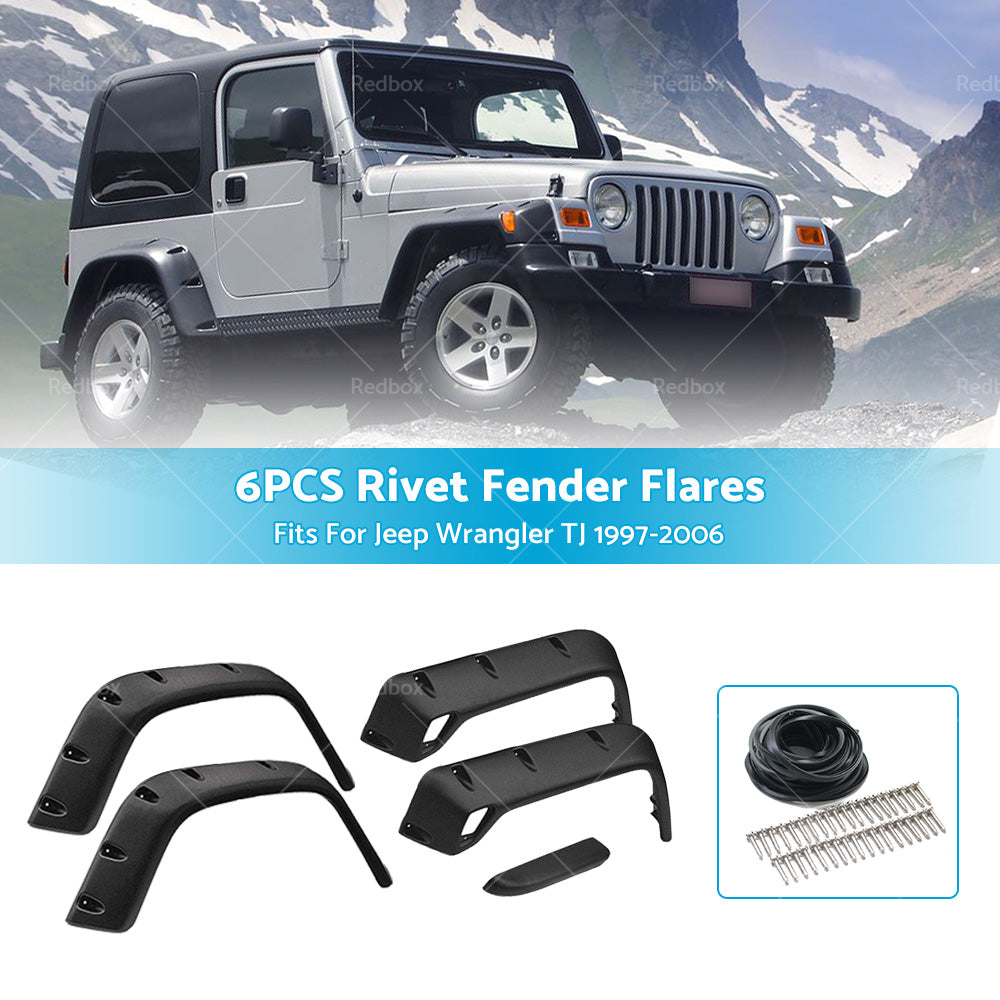For Jeep Wrangler TJ 97-06 Pocket Style Matte Black Fender Flares Jungle Guard