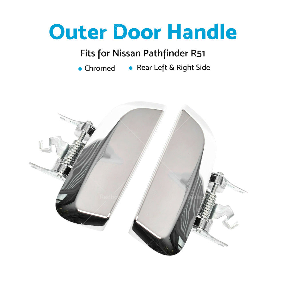 Chrome 1 Pair LHRH REAR Outer Door Handle For Nissan Pathfinder R51 2005~2013