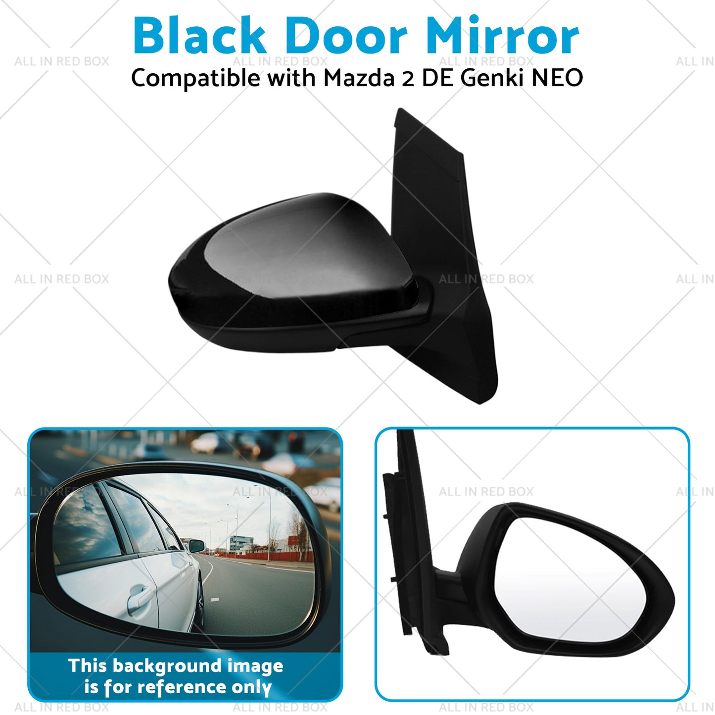 {{ Driver Side Black Door Mirror Suitable for Mazda 2 DE Genki NEO MAXX 07-2014 }} - Buy Car Parts Online at {{ Kaka Auto Parts }}.