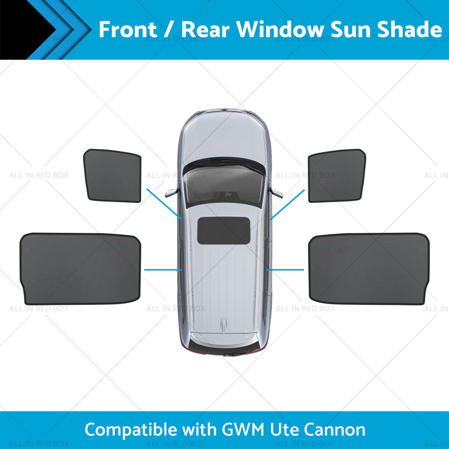 {{ Front Rear Window Sun Shade Magnetic Mesh Suitable for GWM UTE Cannon 2021-2024 }} - Buy Car Parts Online at {{ Kaka Auto Parts }}.