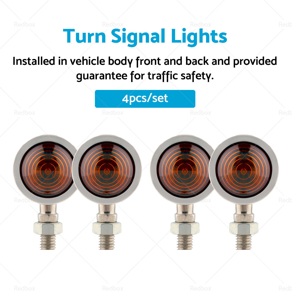 {{ 4x Chrome Motorcycle Amber Bullet Turn Signal Indicators Blinkers Universal Lamp }} - Buy Car Parts Online at {{ Kaka Auto Parts }}.