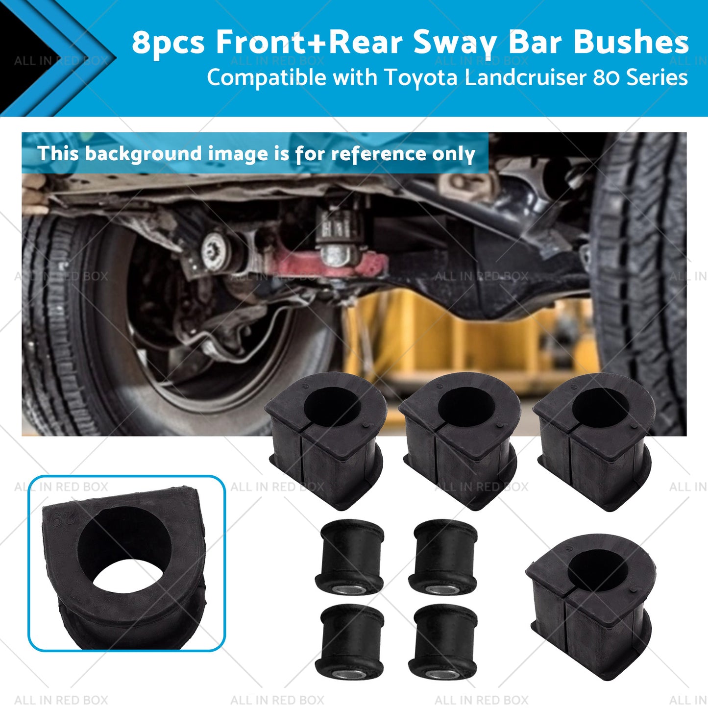 {{ 8x FrontRear Sway Bar Bushes Suitable for Toyota Landcruiser 80 Series 93-97 }} - Buy Car Parts Online at {{ Kaka Auto Parts }}.