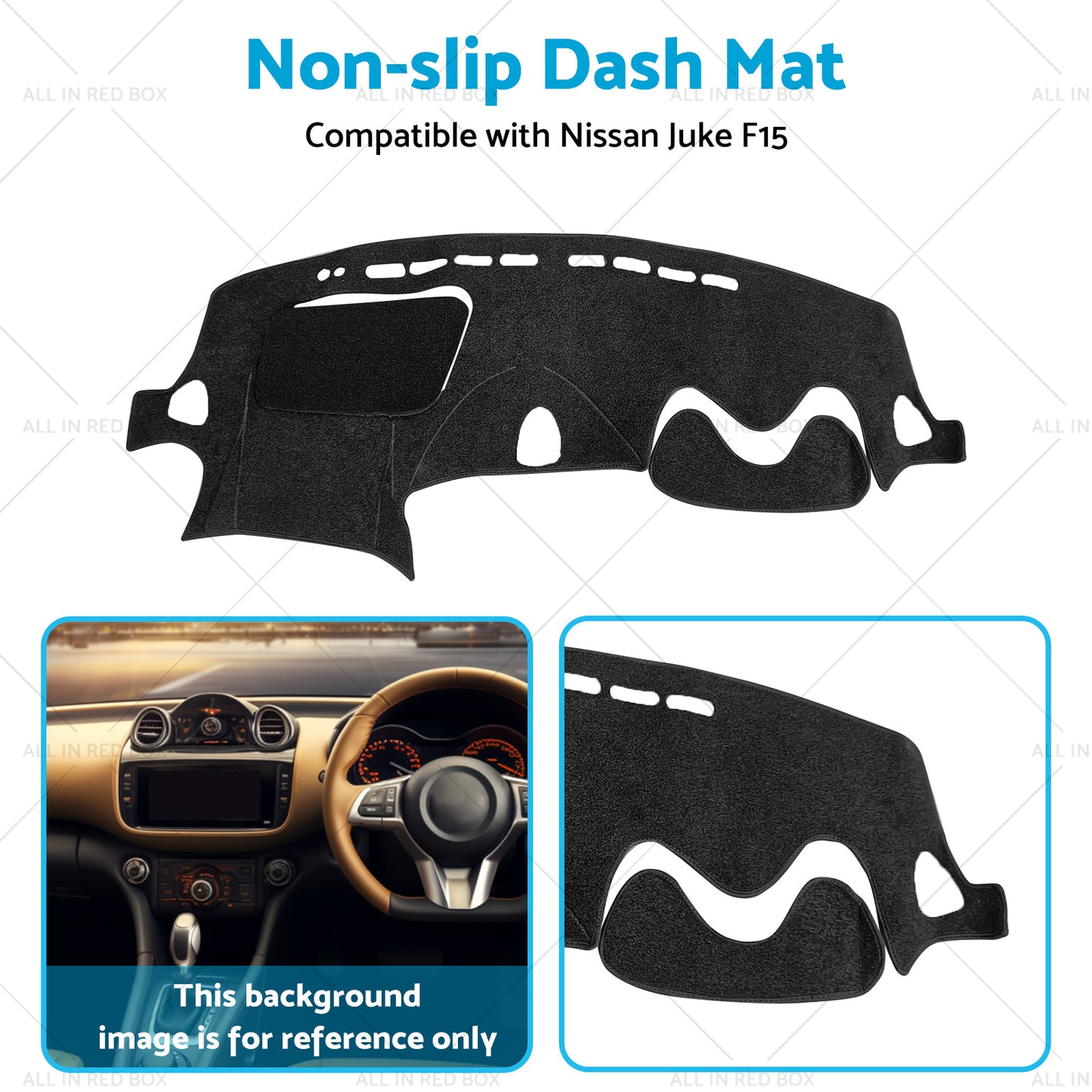 {{ Black Non-Slip Dash Mat Suitable For Nissan JUKE F15 2011-2019 Dashboard Cover }} - Buy Car Parts Online at {{ Kaka Auto Parts }}.