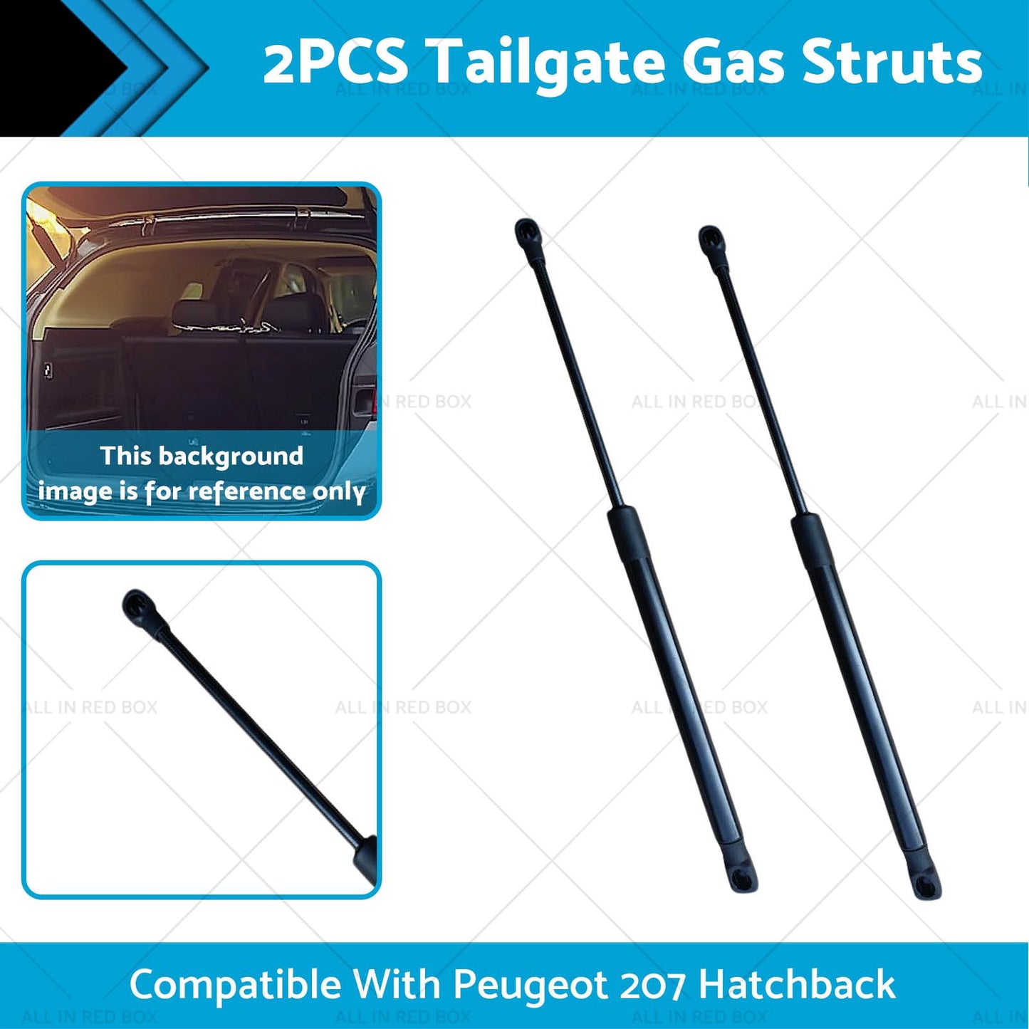 2PCS Tailgate Gas Struts Set Suitable For Peugeot 207 Hatchback 9659789480 Black