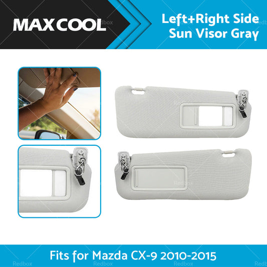 1 Pair Car Sunvisor Sun Visor Gray Front RH and LH Fits For Mazda CX-9 2010-2015
