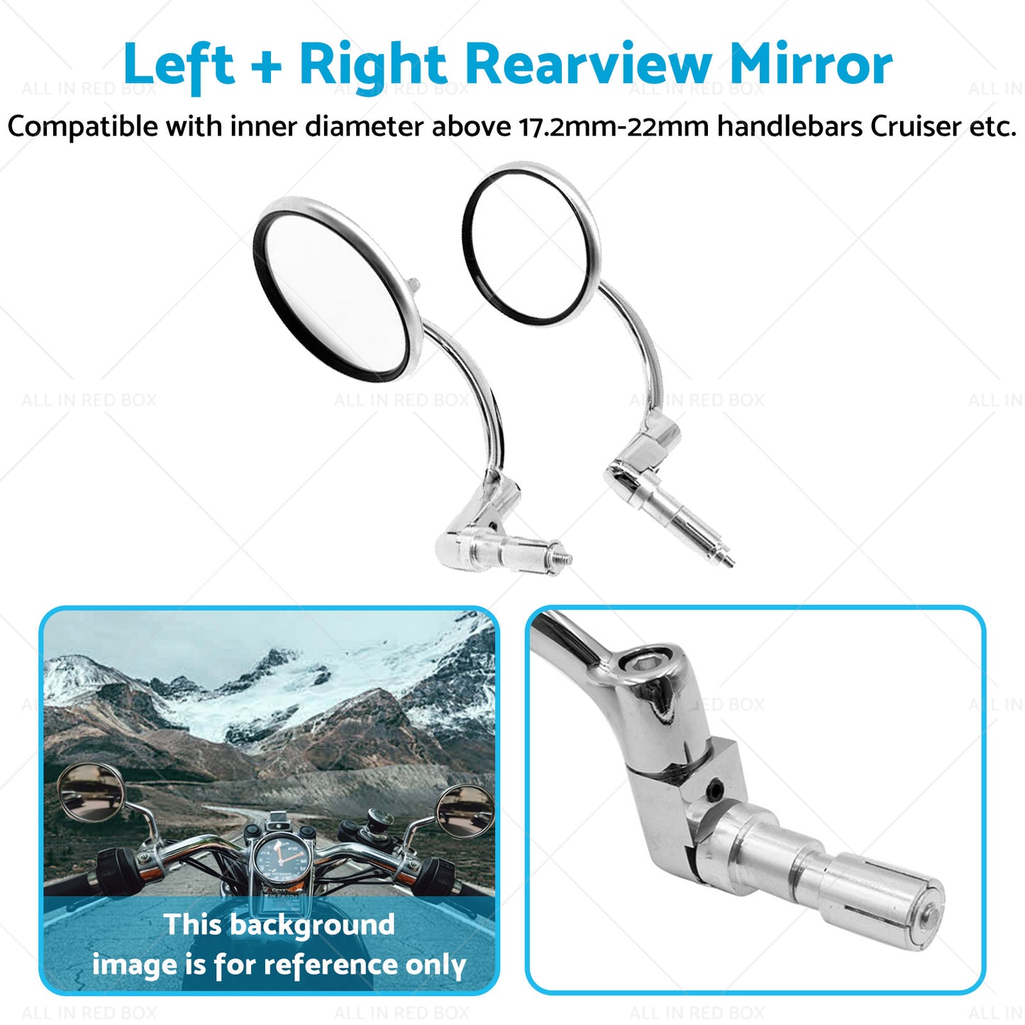{{ Chrome Round Rearview Bar End Mirror Suitable for Motorcycle Chopper Racer }} - Buy Car Parts Online at {{ Kaka Auto Parts }}.
