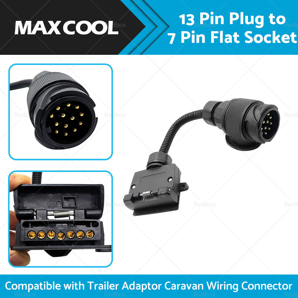 13 Pin Plug to 7 Pin Flat Socket For Trailer Adaptor Caravan Wiring Connector