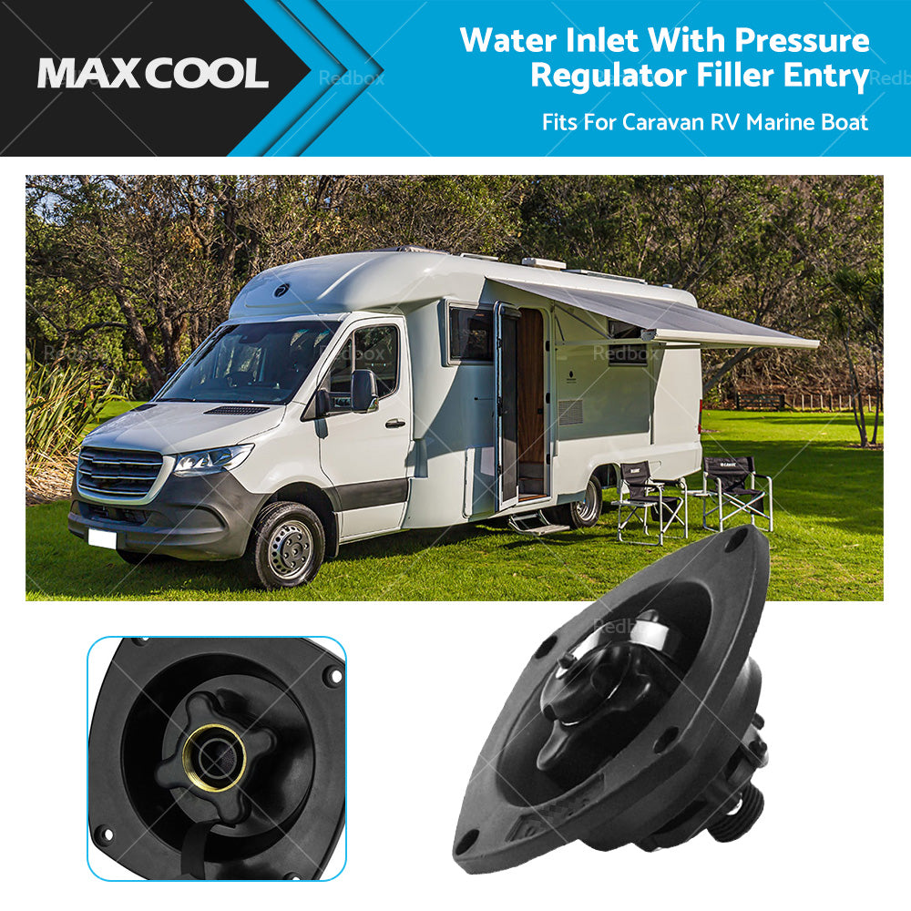 Black Water Inlet with Pressure Regulator Filler Entry Fits For Caravan RV Boat