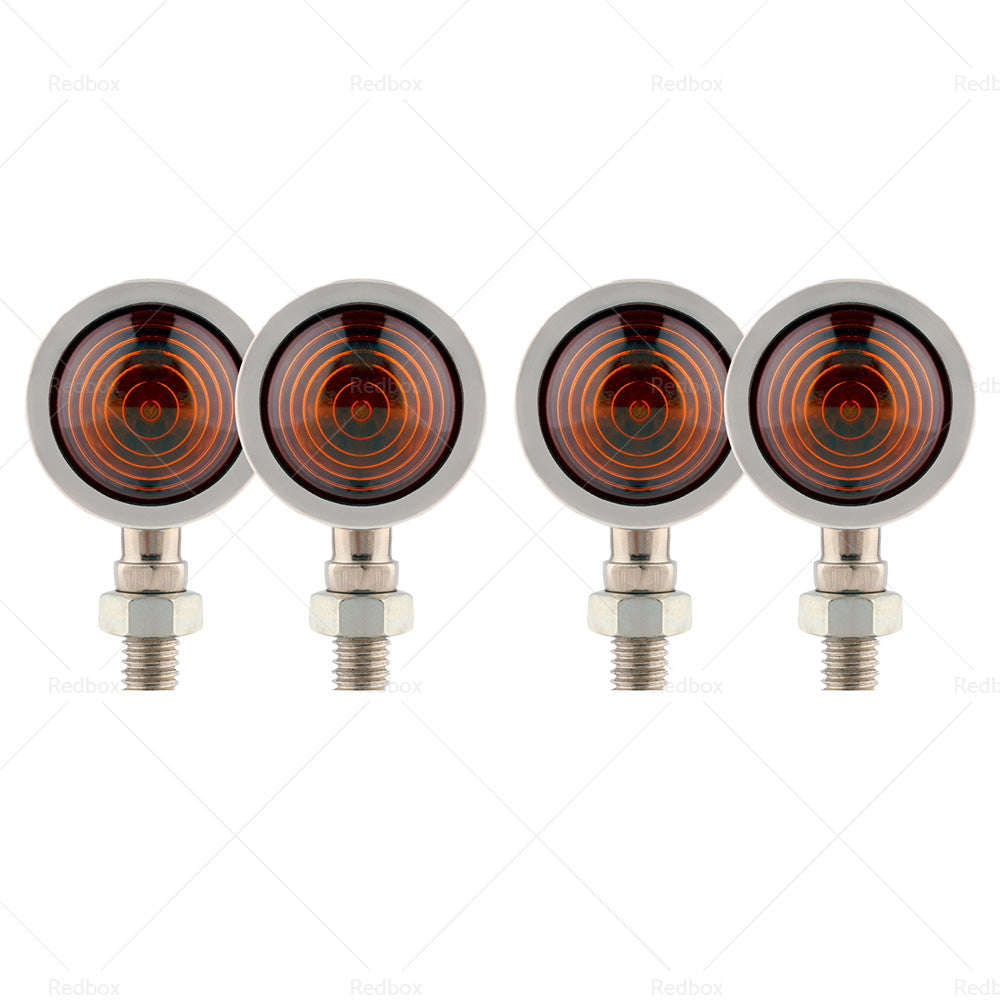 {{ 4x Chrome Motorcycle Amber Bullet Turn Signal Indicators Blinkers Universal Lamp }} - Buy Car Parts Online at {{ Kaka Auto Parts }}.